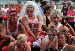 These Zombie Ladies were at the starting line at the zombie run