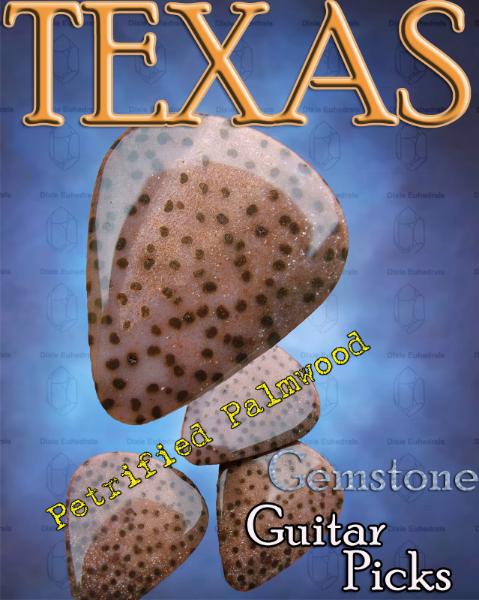 gem stone guitar pick made from texas pertified palmwood